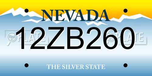 12ZB260 Nevada License Plate