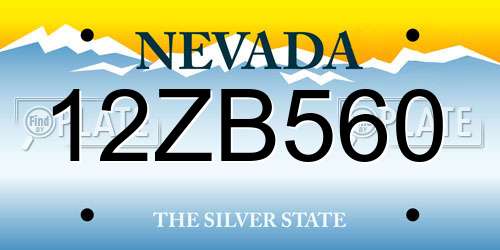 12ZB560 Nevada License Plate