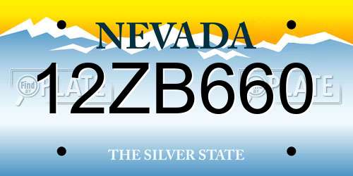 12ZB660 Nevada License Plate