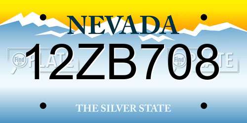 12ZB708 Nevada License Plate