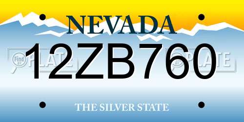 12ZB760 Nevada License Plate