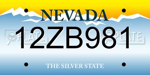 12ZB981 Nevada License Plate
