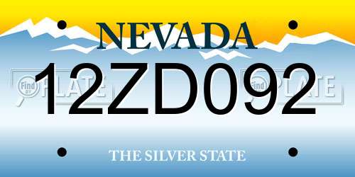 12ZD092 Nevada License Plate