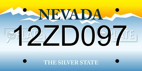 12ZD097 Nevada License Plate