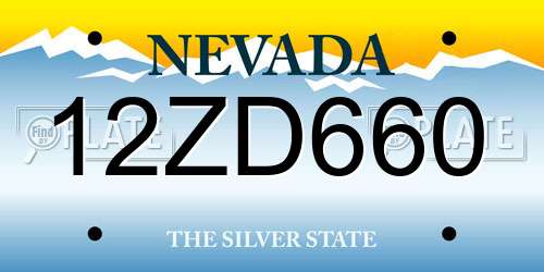12ZD660 Nevada License Plate