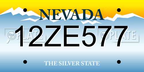 12ZE577 Nevada License Plate