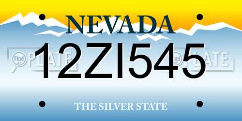 12ZI545 Nevada License Plate
