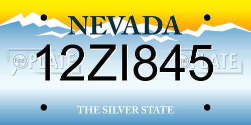 12ZI845 Nevada License Plate