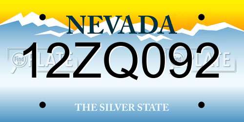 12ZQ092 Nevada License Plate