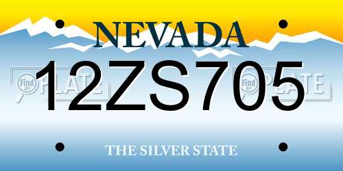 12ZS705 Nevada License Plate