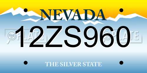 12ZS960 Nevada License Plate