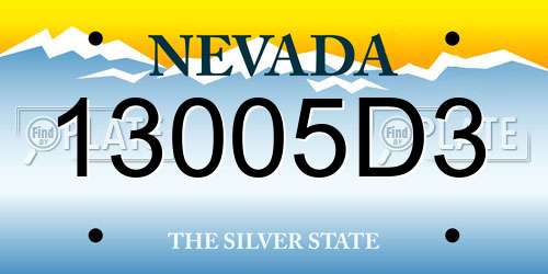 13005D3 Nevada License Plate