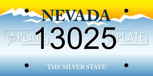 13025 Nevada License Plate
