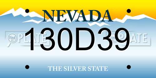 130D39 Nevada License Plate