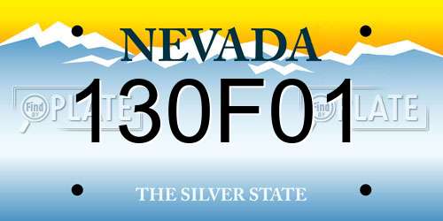 130F01 Nevada License Plate