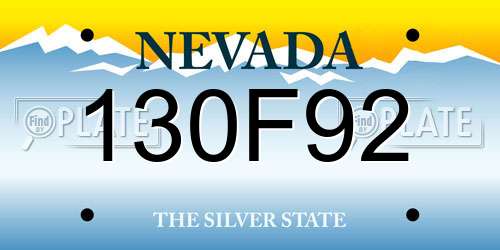 130F92 Nevada License Plate