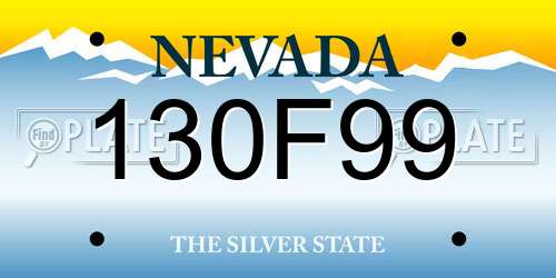 130F99 Nevada License Plate