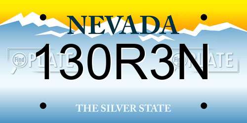 130R3N Nevada License Plate
