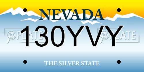 130YVY Nevada License Plate