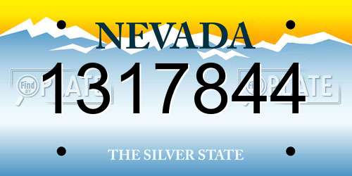 1317844 Nevada License Plate