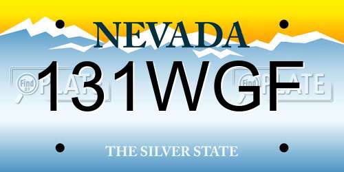 131WGF Nevada License Plate