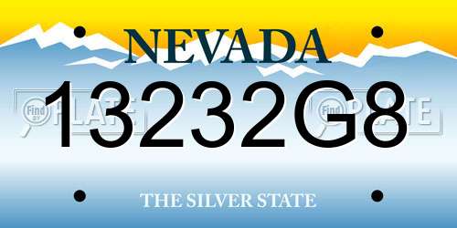 13232G8 Nevada License Plate
