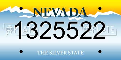 1325522 Nevada License Plate
