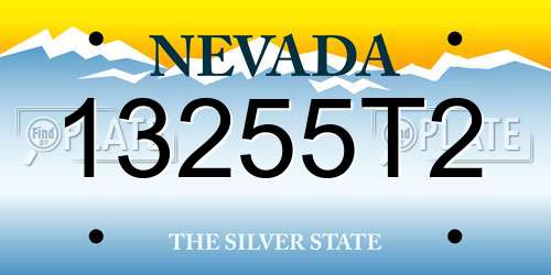 13255T2 Nevada License Plate