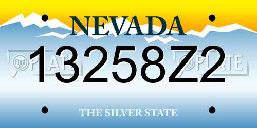 13258Z2 Nevada License Plate