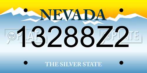 13288Z2 Nevada License Plate