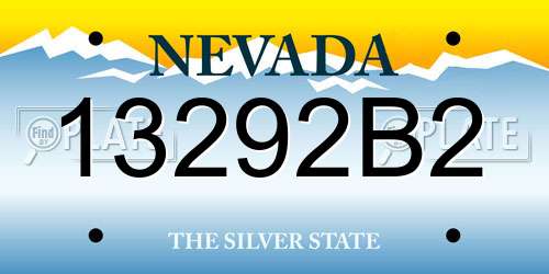 13292B2 Nevada License Plate