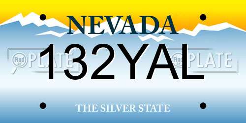 132YAL Nevada License Plate