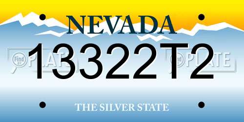 13322T2 Nevada License Plate