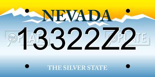 13322Z2 Nevada License Plate