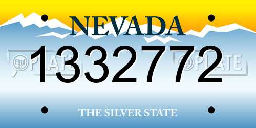 1332772 Nevada License Plate