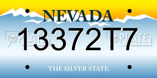 13372T7 Nevada License Plate