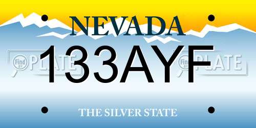 133AYF Nevada License Plate