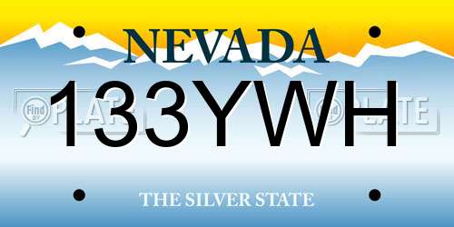 133YWH Nevada License Plate