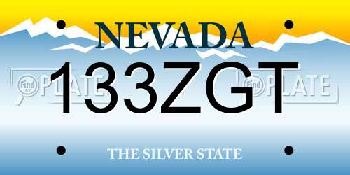 133ZGT Nevada License Plate
