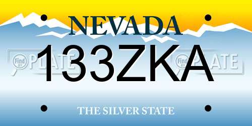 133ZKA Nevada License Plate