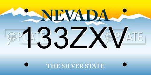 133ZXV Nevada License Plate