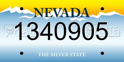 1340905 Nevada License Plate