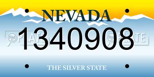 1340908 Nevada License Plate