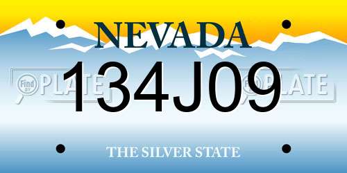 134J09 Nevada License Plate