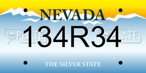 134R34 Nevada License Plate