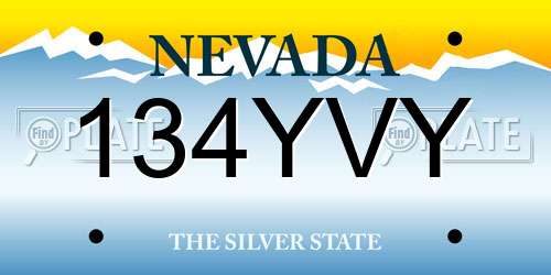 134YVY Nevada License Plate