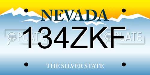134ZKF Nevada License Plate