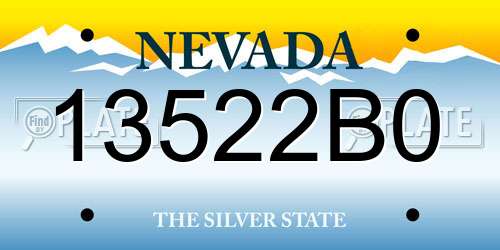 13522B0 Nevada License Plate