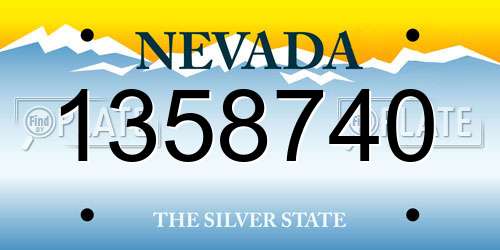 1358740 Nevada License Plate