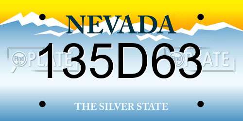 135D63 Nevada License Plate